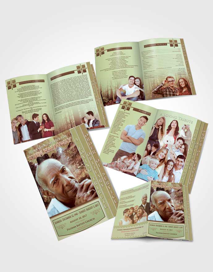 4 Page Grad Obituary Template Brochure Harmony Forest Laughter