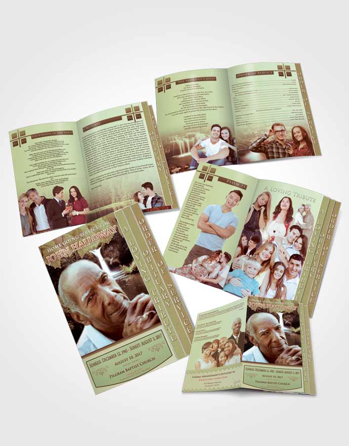 4 Page Grad Obituary Template Brochure Harmony Forest Magic