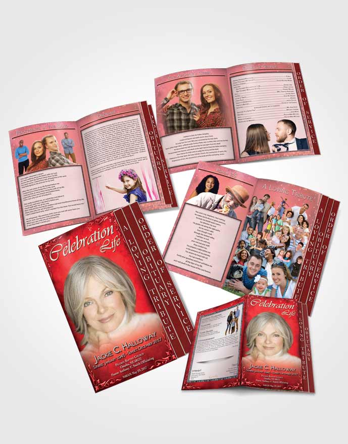 4 Page Grad Obituary Template Brochure Heavens Touch Brilliant Ruby