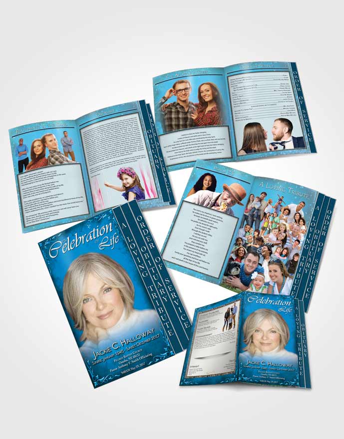4 Page Grad Obituary Template Brochure Heavens Touch Coral Reef