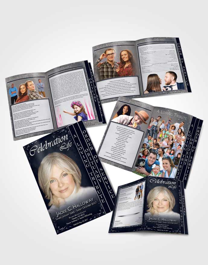 4 Page Grad Obituary Template Brochure Heavens Touch Deep Ocean