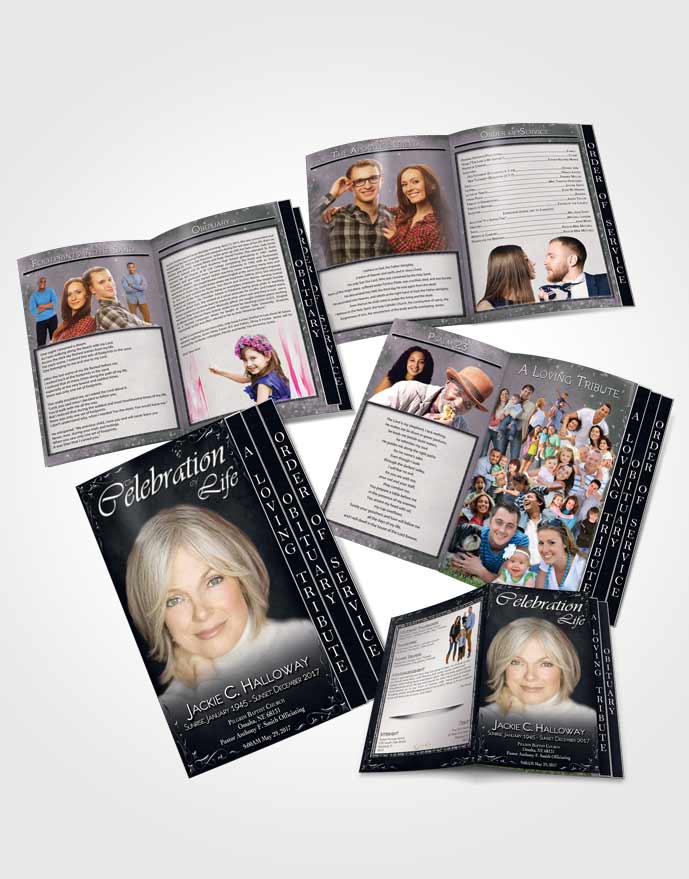 4 Page Grad Obituary Template Brochure Heavens Touch Deep Serenity