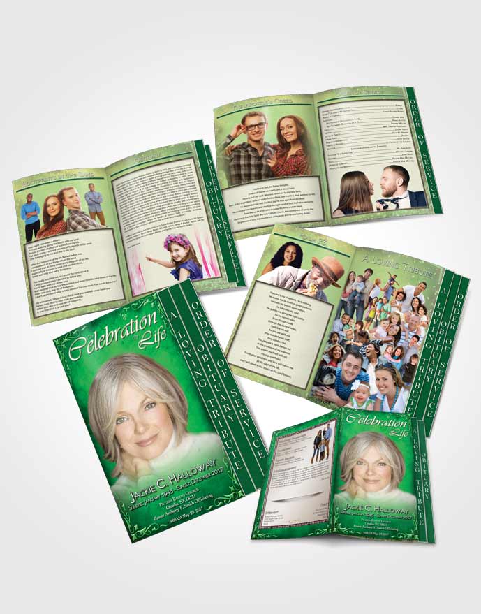 4 Page Grad Obituary Template Brochure Heavens Touch Forest Sky