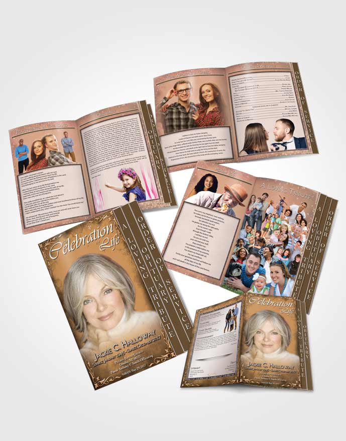 4 Page Grad Obituary Template Brochure Heavens Touch Soft Rustic Touch