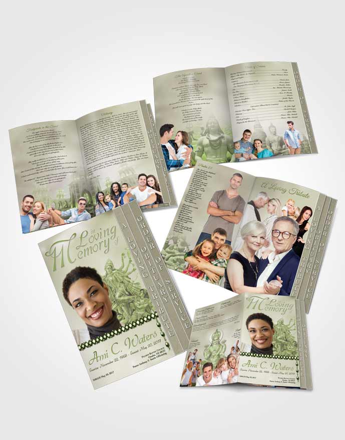 4 Page Grad Obituary Template Brochure Hindu Breeze Emerald Love