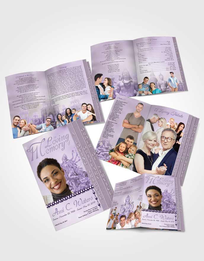 4 Page Grad Obituary Template Brochure Hindu Breeze Lavender Honor
