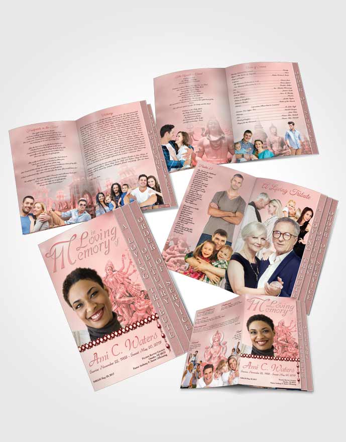 4 Page Grad Obituary Template Brochure Hindu Breeze Ruby Sunrise