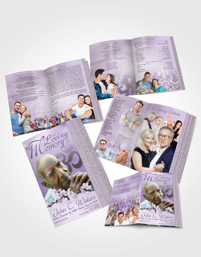 4 Page Grad Obituary Template Brochure Hindu Love Lavender Honor