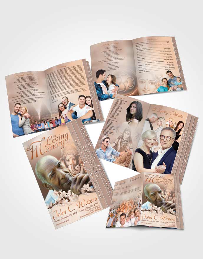 4 Page Grad Obituary Template Brochure Hinduism Glory Golden Love