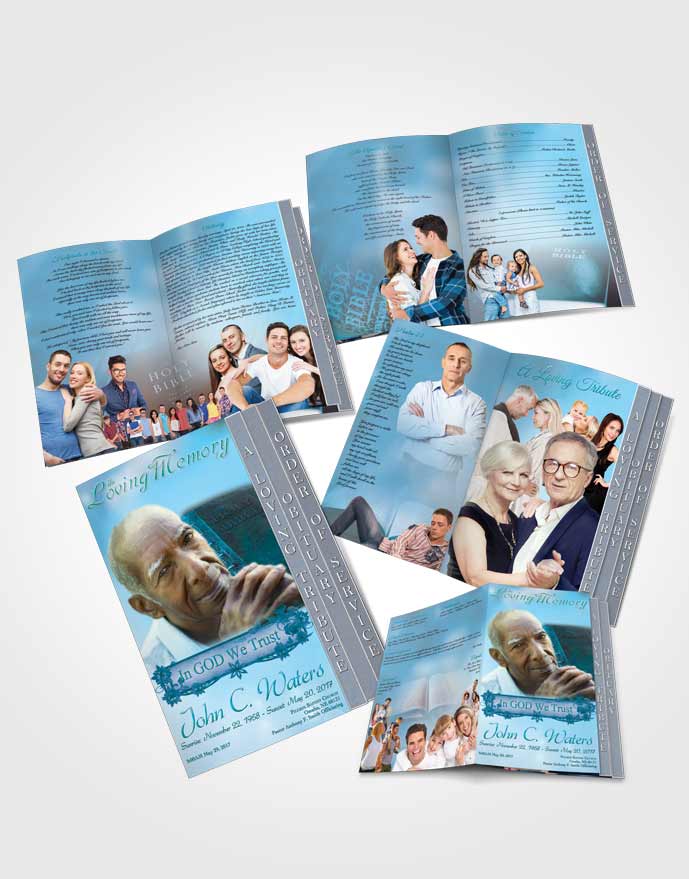4 Page Grad Obituary Template Brochure Holy Bible Morning Calm