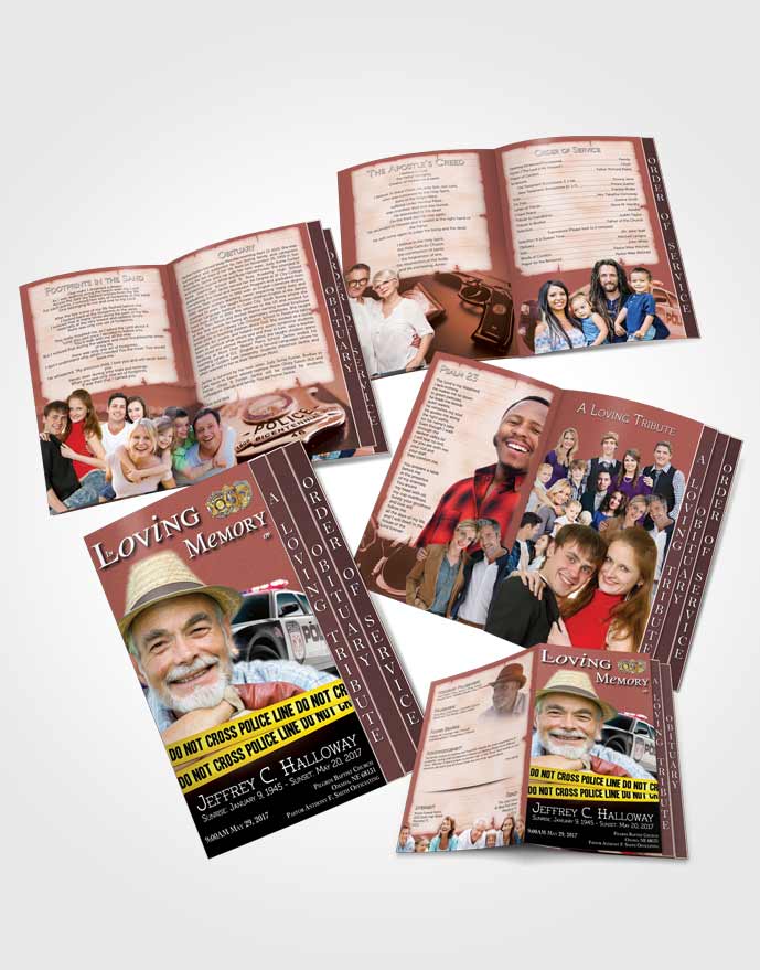 4 Page Grad Obituary Template Brochure Honest Police On Duty