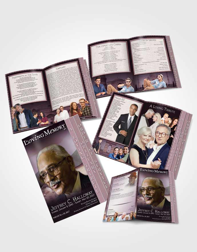 4 Page Grad Obituary Template Brochure Indian Burgundy Love