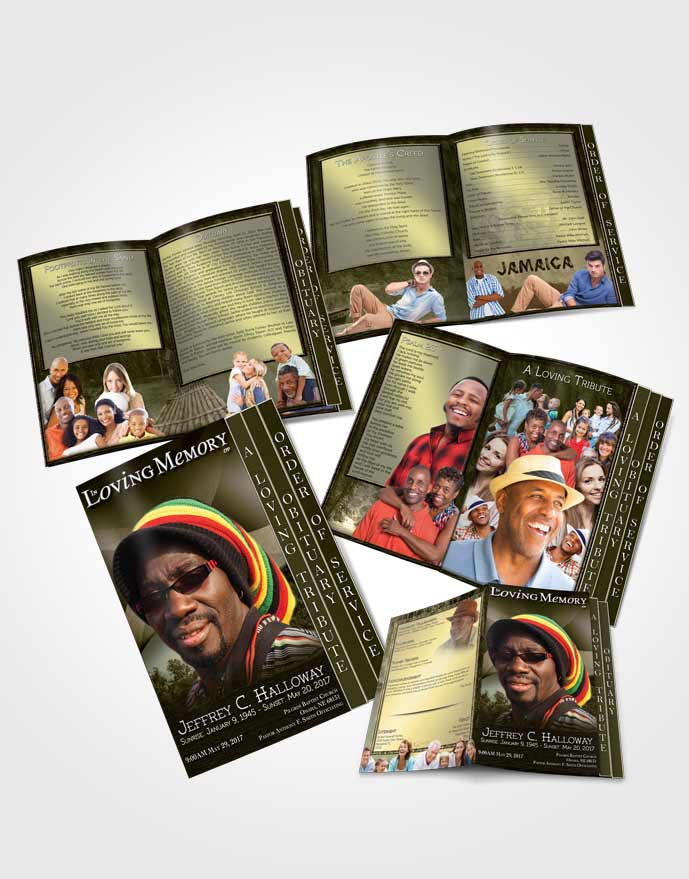 4 Page Grad Obituary Template Brochure Jamaican Black and White Beauty