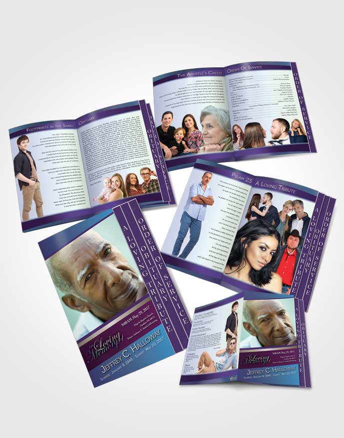 4 Page Grad Obituary Template Brochure Lavender Beauty Tranquility Light