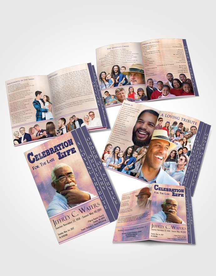 4 Page Grad Obituary Template Brochure Lavender Bliss Timeless Love