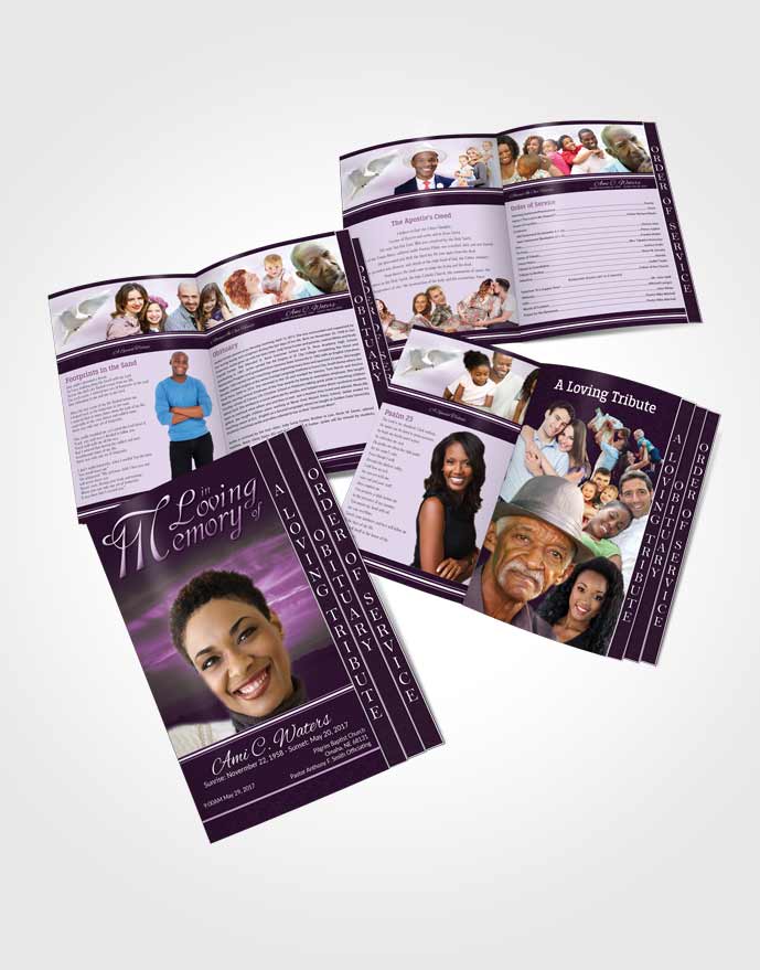 4 Page Grad Obituary Template Brochure Lavender Higher Power