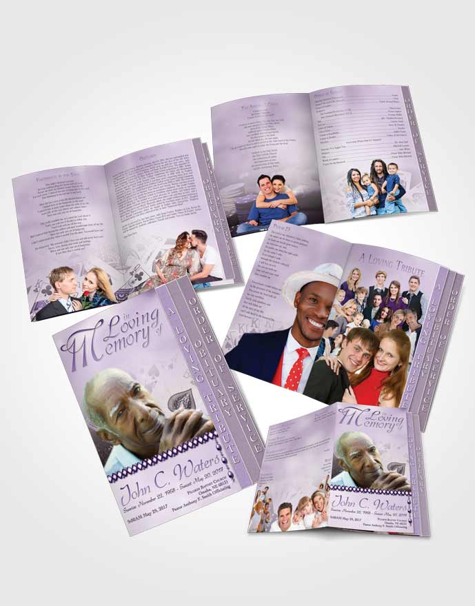 4 Page Grad Obituary Template Brochure Lavender King of Hands