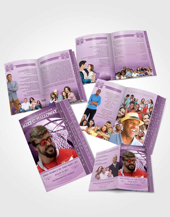 4 Page Grad Obituary Template Brochure Lavender Love Basketball Honor