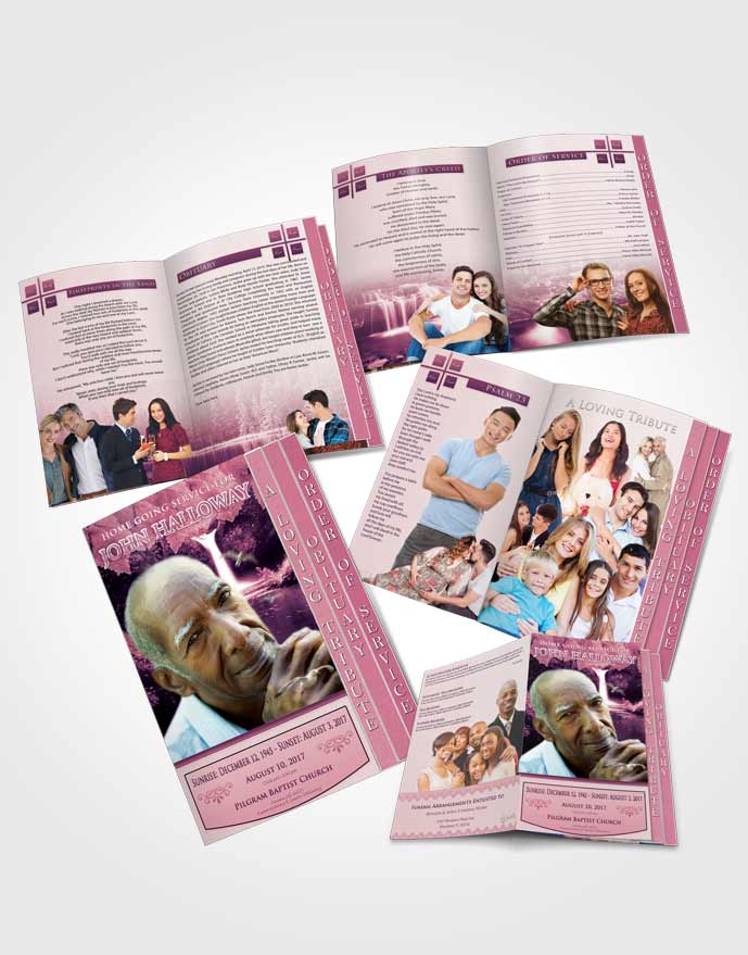 4 Page Grad Obituary Template Brochure Lavender Love Forest Magic