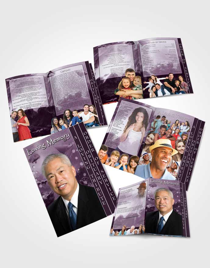 4 Page Grad Obituary Template Brochure Lavender Water Lover