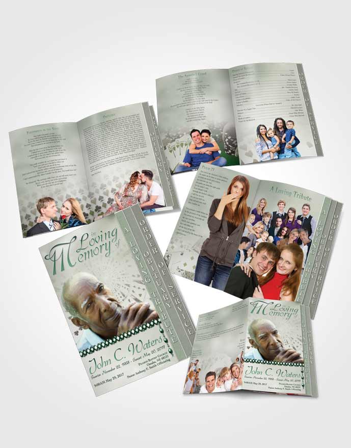 4 Page Grad Obituary Template Brochure Lets Play Emerald Cards
