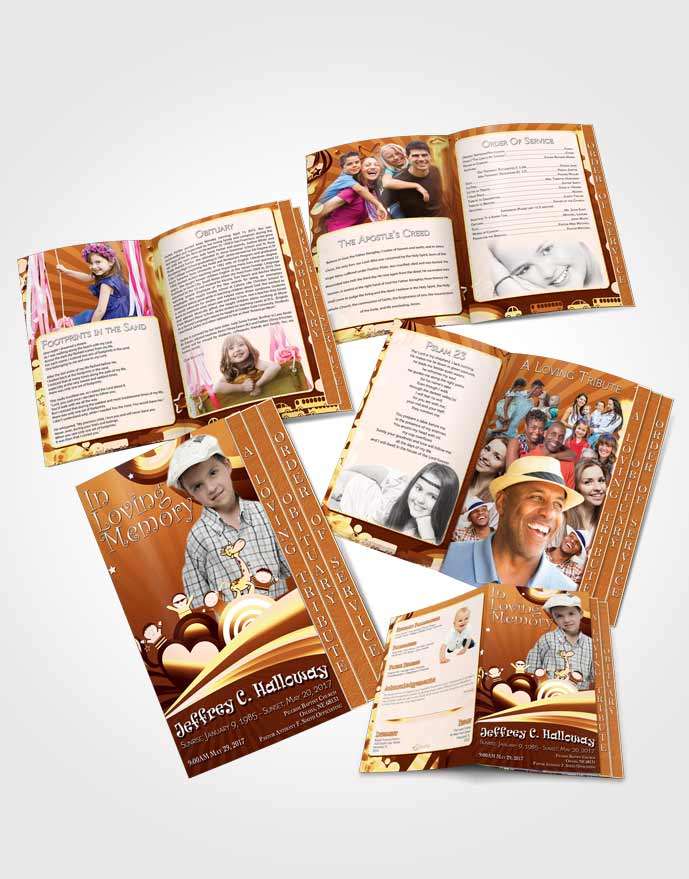 4 Page Graduated Step Fold Obituary Template Brochure Living in a Peach Childs Journey