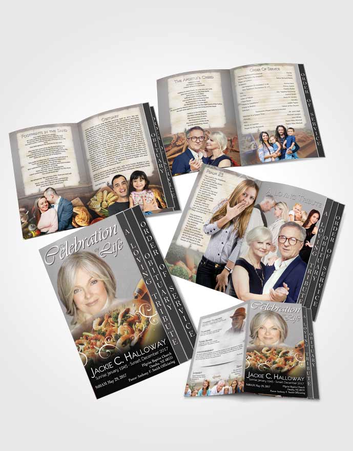 4 Page Grad Obituary Template Brochure Love of Black and White Cooking