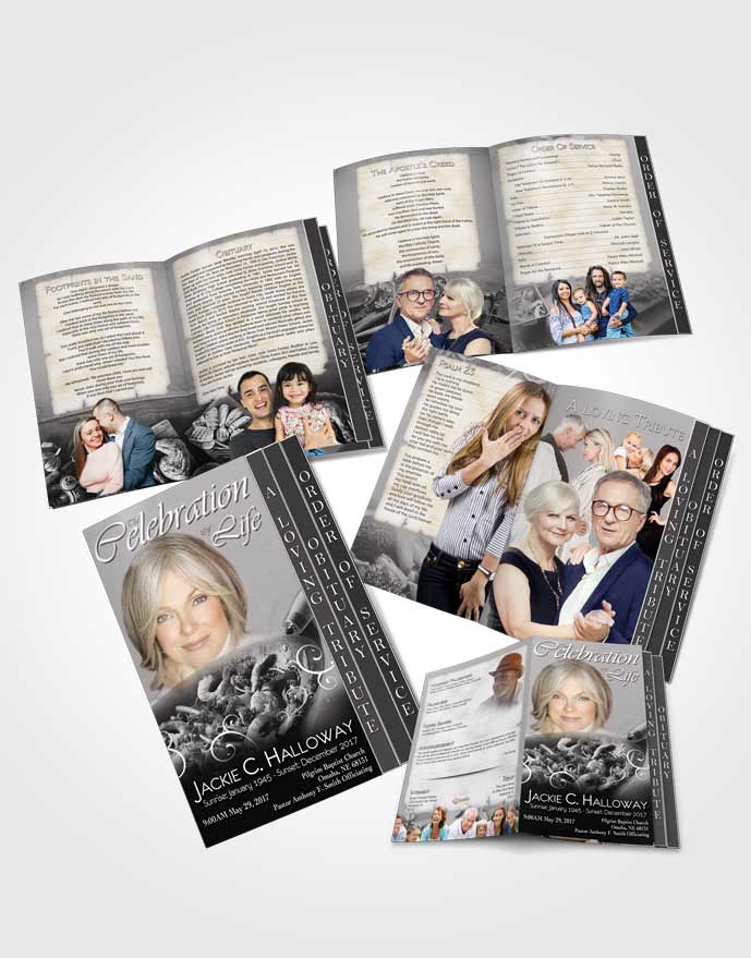 4 Page Grad Obituary Template Brochure Love of Full Black and White Cooking