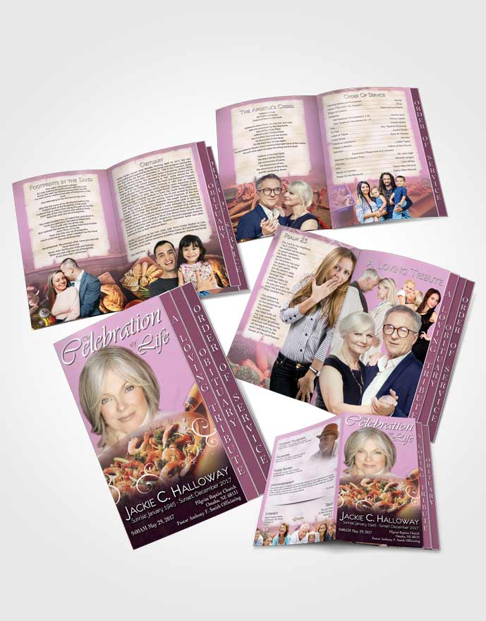 4 Page Grad Obituary Template Brochure Love of Pink Cooking