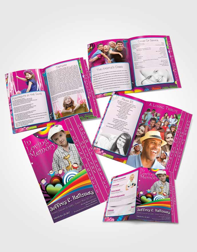 4 Page Graduated Step Fold Obituary Template Brochure Loving Embrace Childs Journey