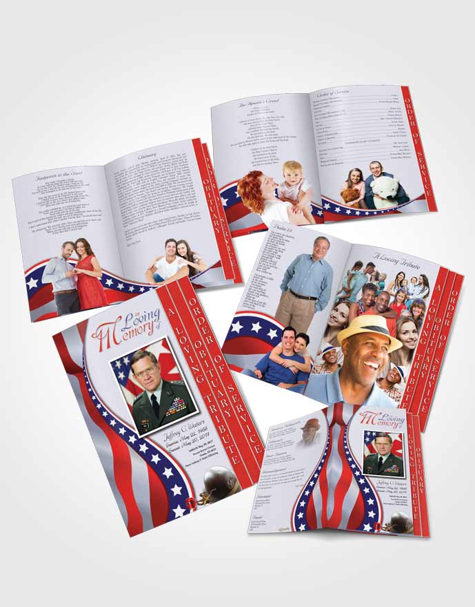 4 Page Grad Obituary Template Brochure Loving Military Honors