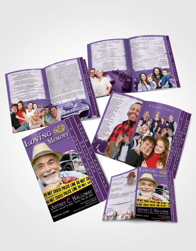 4 Page Grad Obituary Template Brochure Loving Police On Duty
