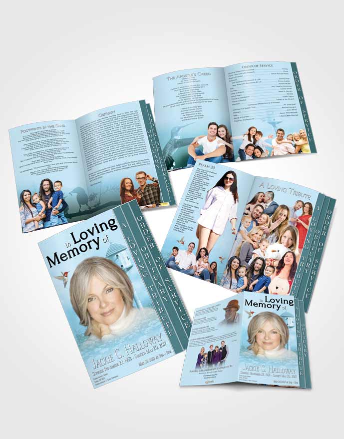 4 Page Grad Obituary Template Brochure Majestic Birds of a Feather