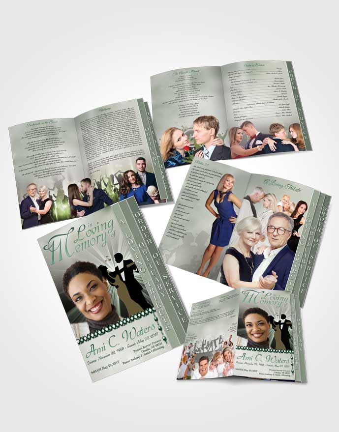 4 Page Grad Obituary Template Brochure Midnight Dancing Emerald Love