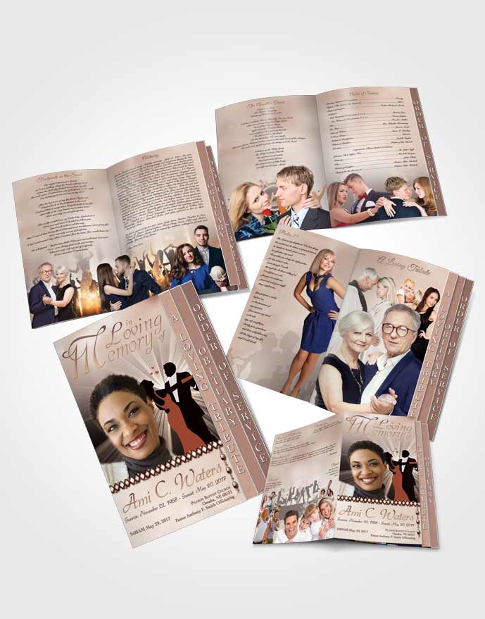 4 Page Grad Obituary Template Brochure Midnight Dancing Golden Moves
