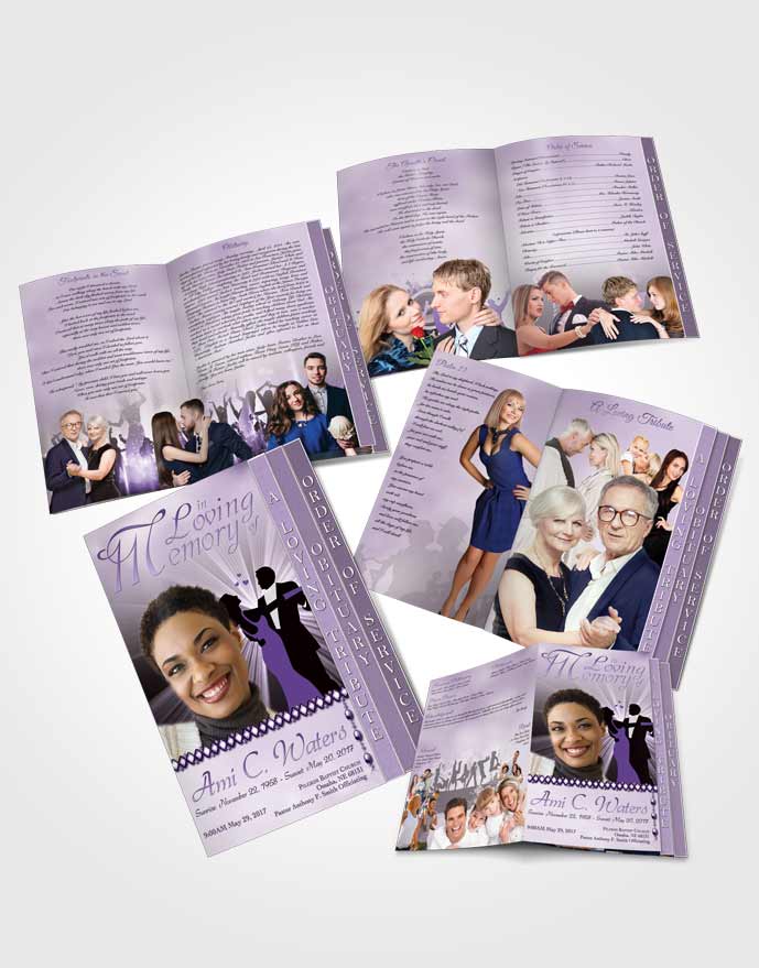 4 Page Grad Obituary Template Brochure Midnight Dancing Lavender Honor