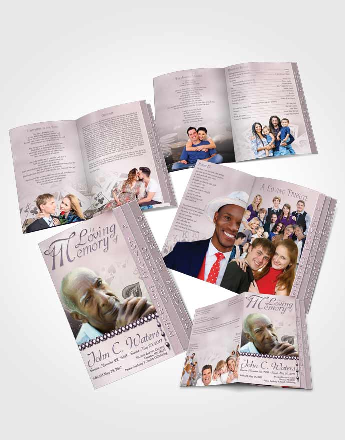 4 Page Grad Obituary Template Brochure Midnight King of Hands