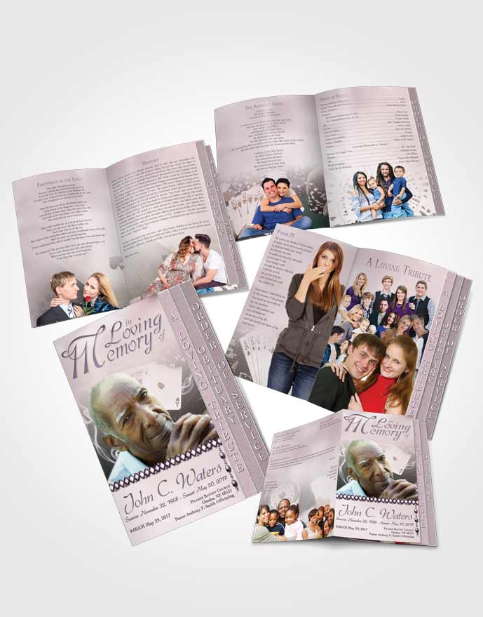 4 Page Grad Obituary Template Brochure Midnight Weekend Card Game