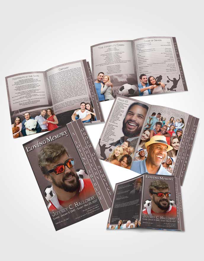 4 Page Grad Obituary Template Brochure Morning Pearl Soccer Star