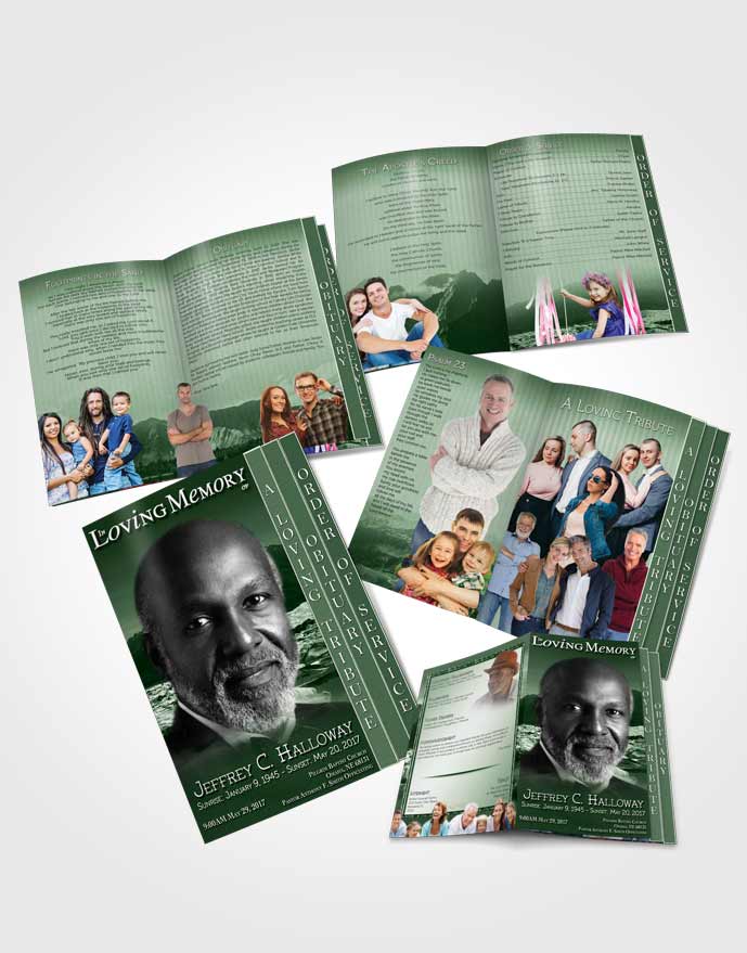 4 Page Grad Obituary Template Brochure Natures Emerald Mountain