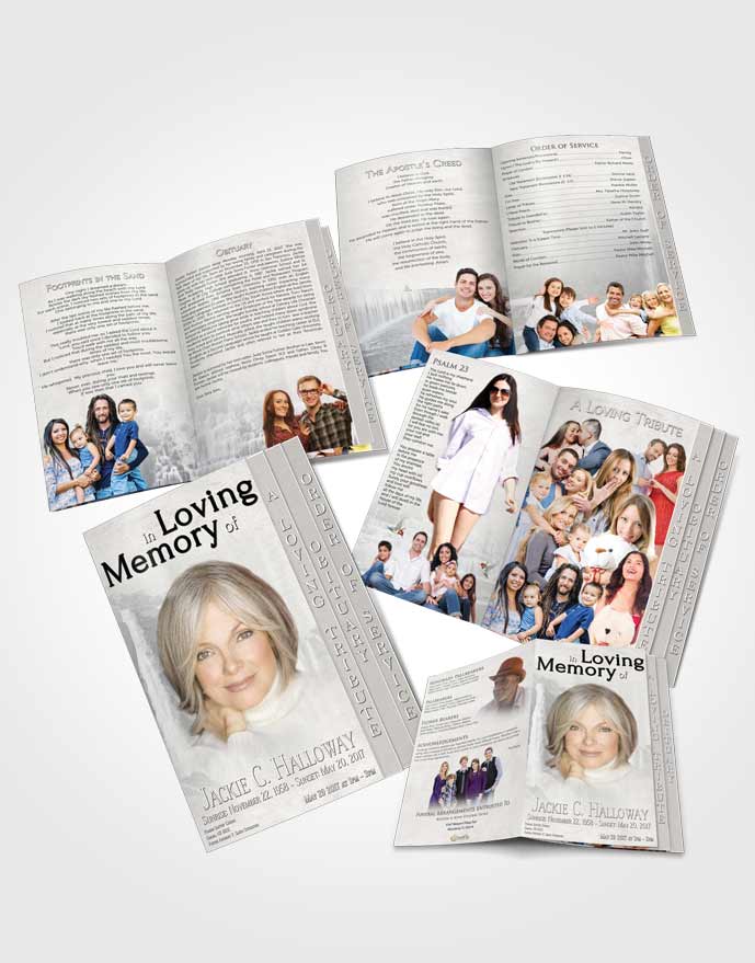 4 Page Grad Obituary Template Brochure Natures Glowing Waterfall