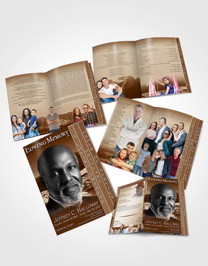 4 Page Grad Obituary Template Brochure Natures Golden Mountain