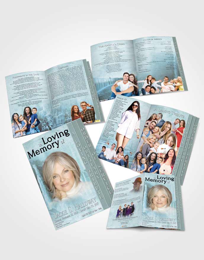 4 Page Grad Obituary Template Brochure Natures Heavenly Waterfall