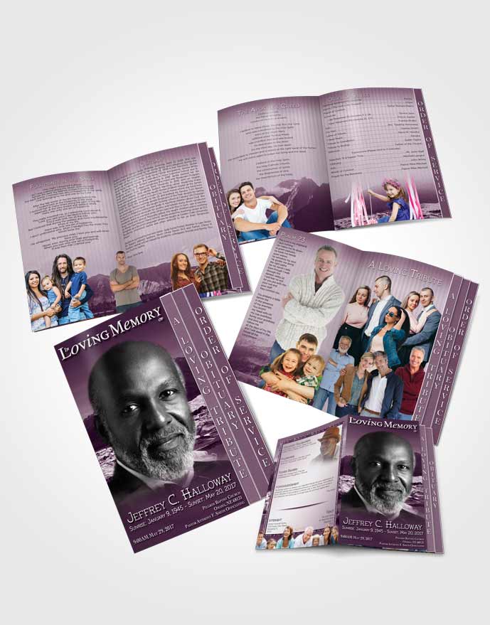 4 Page Grad Obituary Template Brochure Natures Lavender Mountain