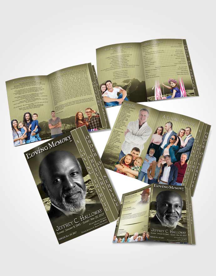 4 Page Grad Obituary Template Brochure Natures Rustic Mountain