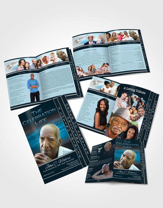 4 Page Grad Obituary Template Brochure Oceans Higher Power