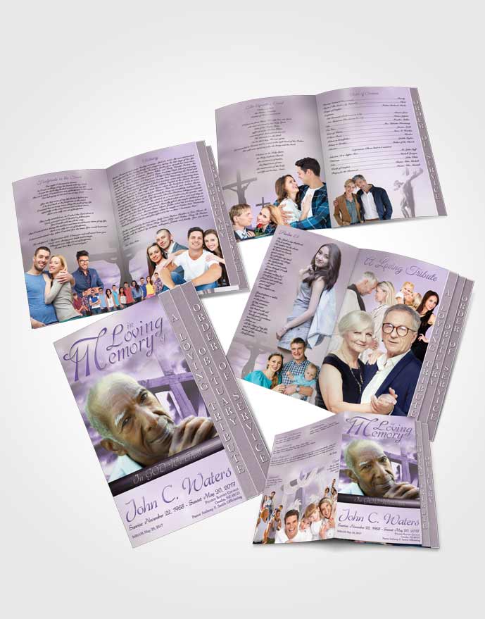 4 Page Grad Obituary Template Brochure On The Cross Lavender Honor