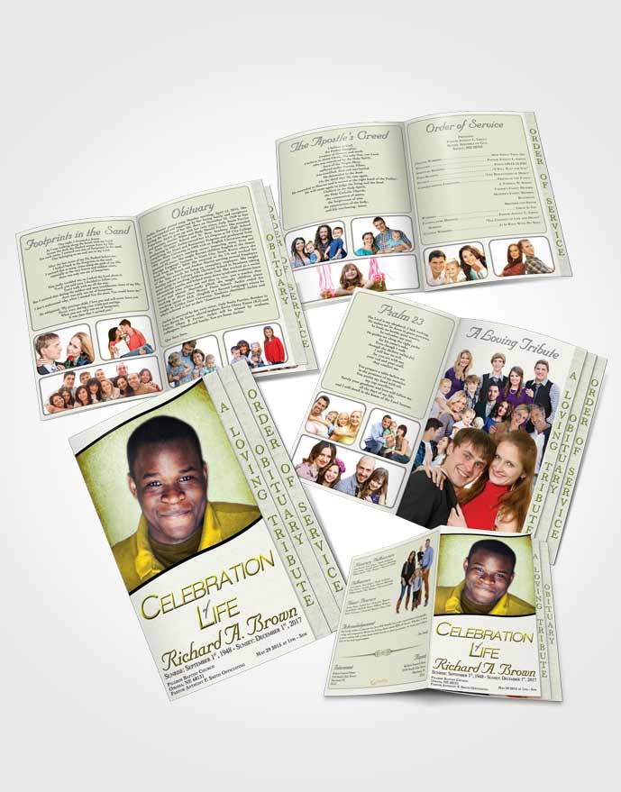 4 Page Grad Obituary Template Brochure Peaceful Bliss