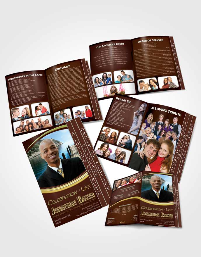 4 Page Grad Obituary Template Brochure Peachy Journey