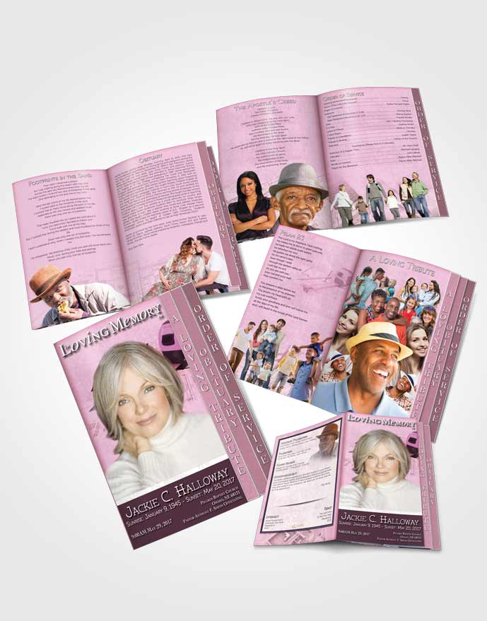 4 Page Grad Obituary Template Brochure Pink Architect